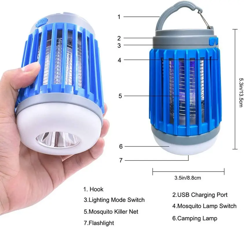 3-in-1 Portable IP67 Waterproof Outdoor USB Rechargeable Camping Lantern LED Flashlight Mosquito Killer Bug Zapper Tent Light supplier