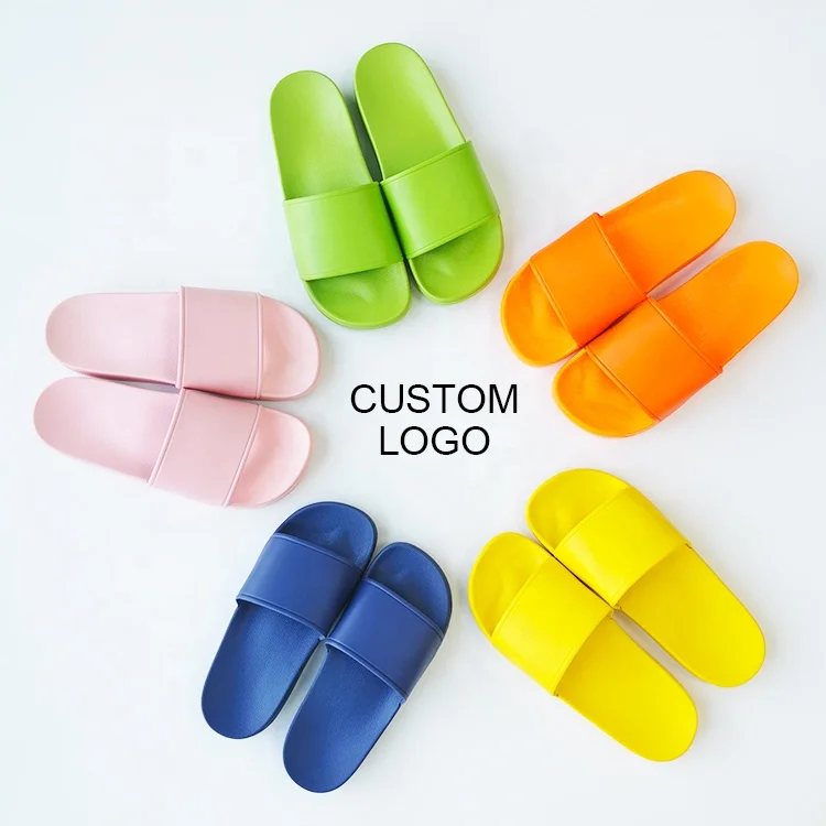 Men Slides Custom PVC Sliders Sandals Slippers Indoor Wholesale Custom Flip Flops Flippers With Logo