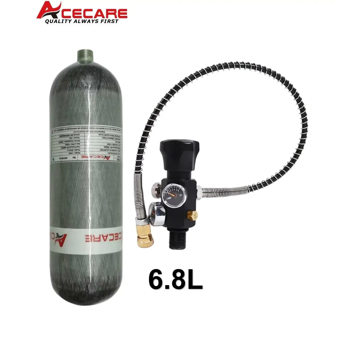 Acecare 6.8L CE 300bar 4500psi Carbon Fiber Cylinder for Paintball Hpa Tank With Gauge Valve Filling Station 1pcs Wholesale