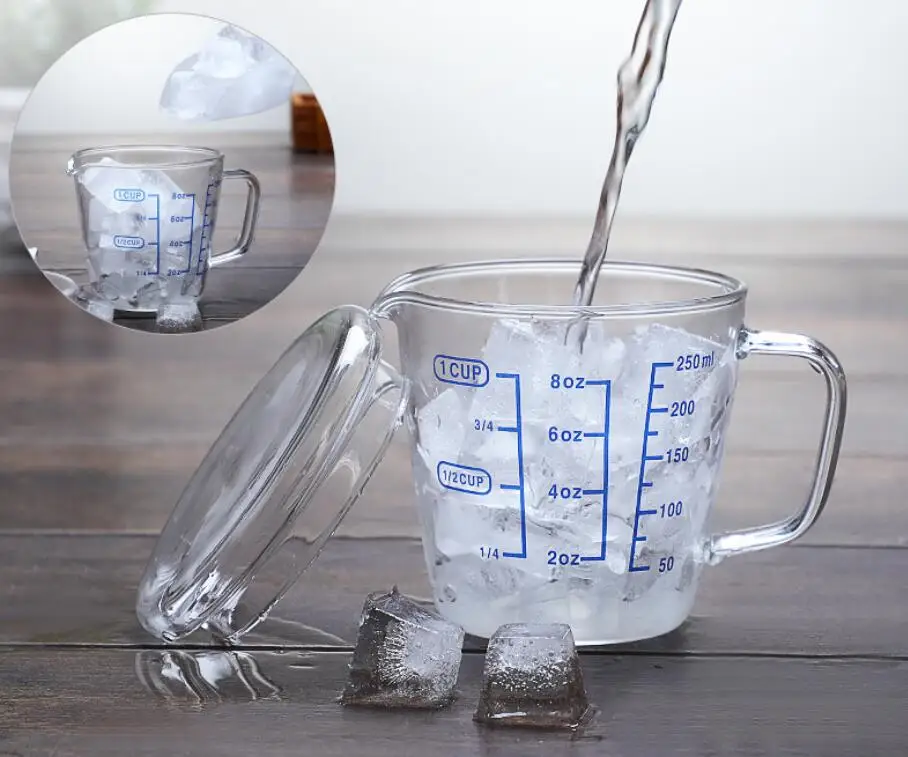 
Из высокачественного боросиликатного утолщенное стекло мерный стаканчик со шкалой молока чашки чая кухня мерный стакан мерная ложка 250 мл 