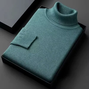 New Winter Men's Sweater High Collar Solid Color Thickened Loose Casual Versatile Knitted Top