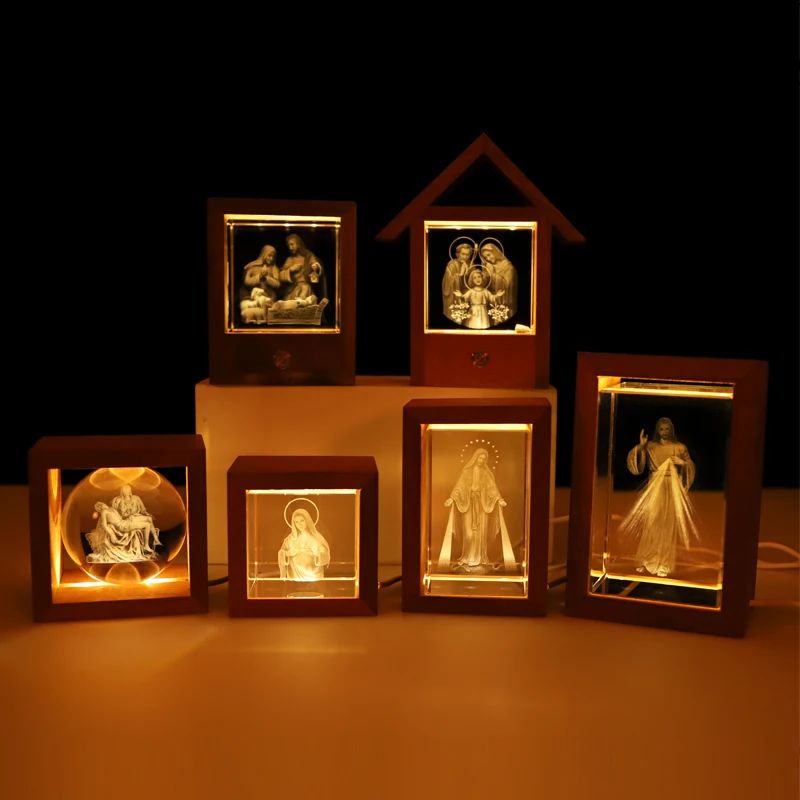 product new design 3d laser crystal cube first holy communion crystal night light for home deco-29