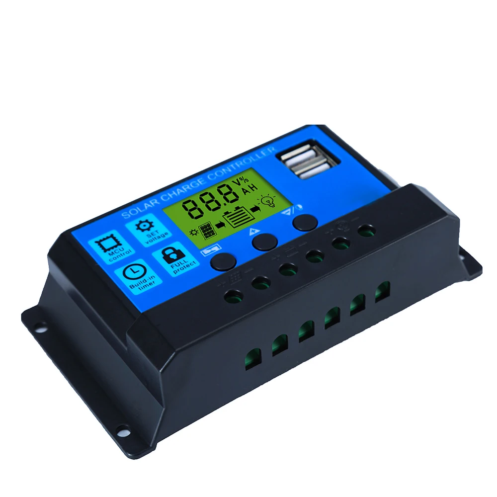SUYEEGO 10a to 60a Pwm Solar Charge Controller 12v 24v Connect Solar Panel 300w 400w 100w for Home Solar System
