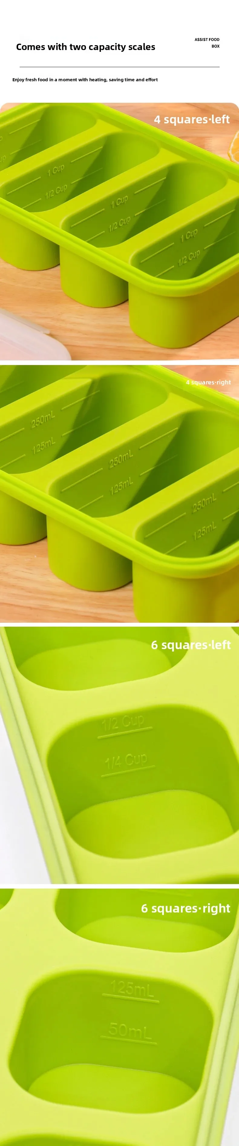 Classic Kitchen Baby Food Storage Box Silicone Compartment Fresh-Keeping Sustainable Rectangle Portable Multifunctional manufacture