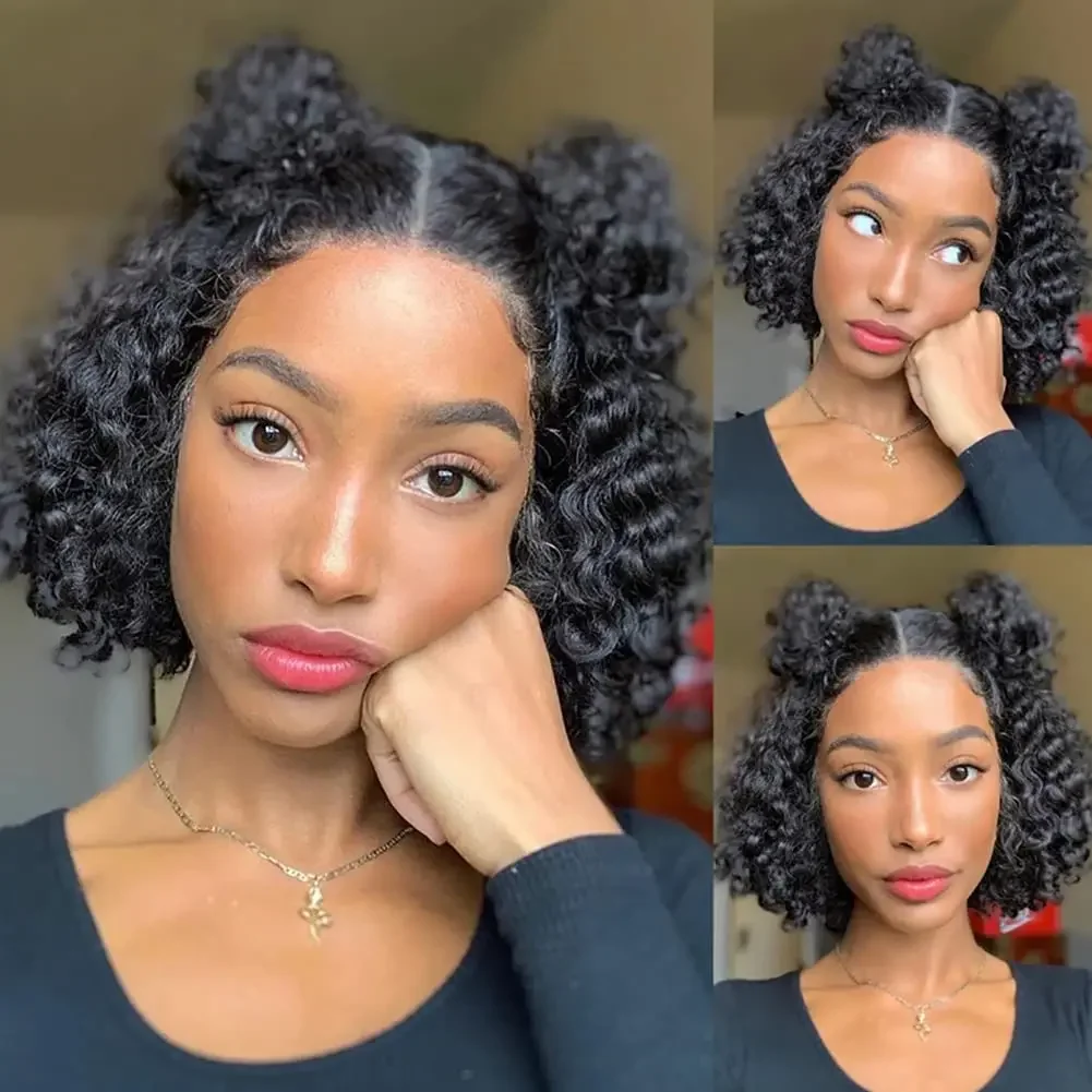 180% Short Bob Water Wave Lace Front Wig_voghion.com
