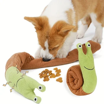 Interactive Snail Dog Toy Eco-Friendly Plush Puzzle Treat Dispenser and Slow Feeder for Play Inspired by Animation