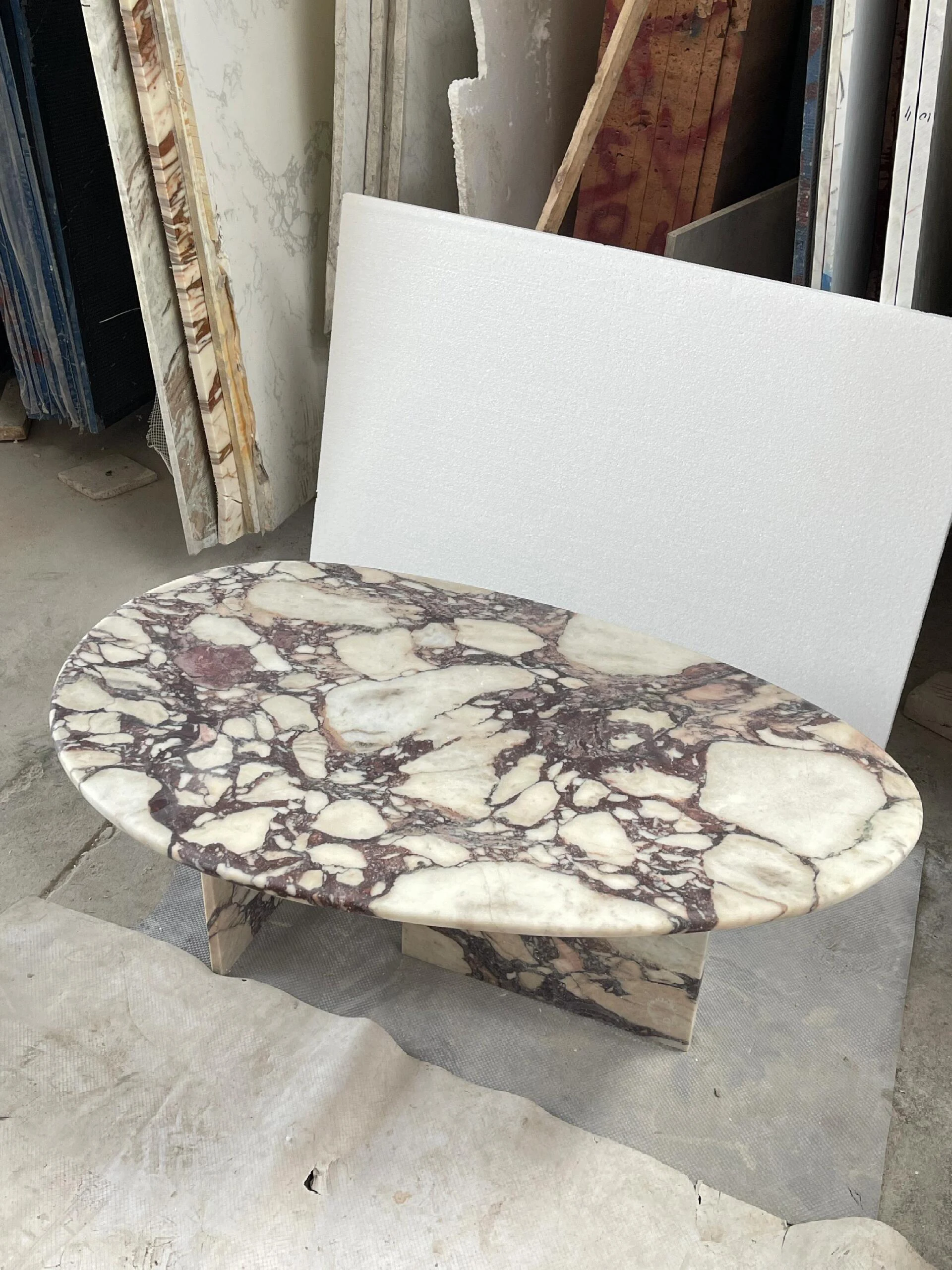 product customized luxury calacatta viola marble coffee table modern design style low plinth for living room-1