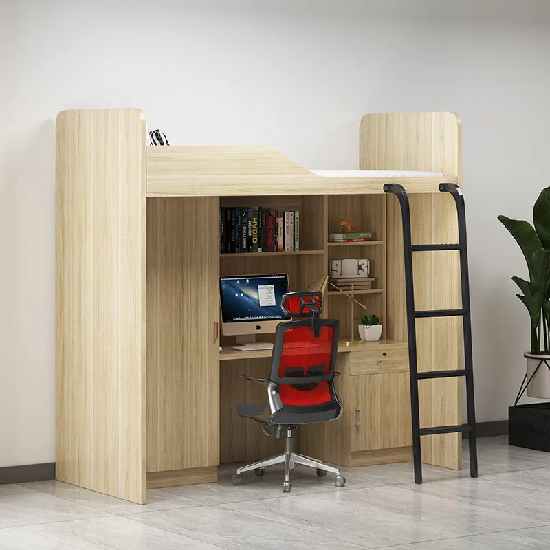 Durable Eco-Friendly Modern Design Metal Bunk Bed Single Upper Bed Lower Table Dormitory Apartment Hotel School Office Building