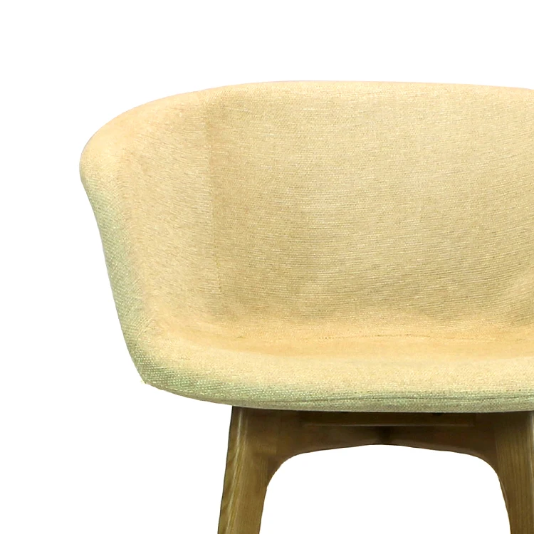 Modern Commercial Nordic Hotel Cafe Shop Furniture Comfortable Upholstered Cafe Solid Wood Legs Fabric Dining Restaurant Chairs