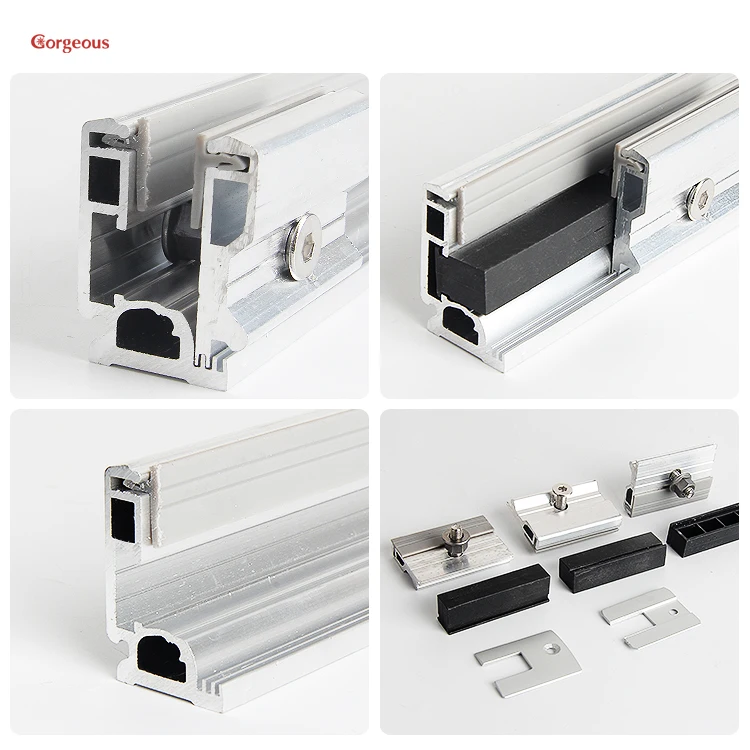 Office Aluminum Frameless Glass Sliding Bottom Door Uchannel Office