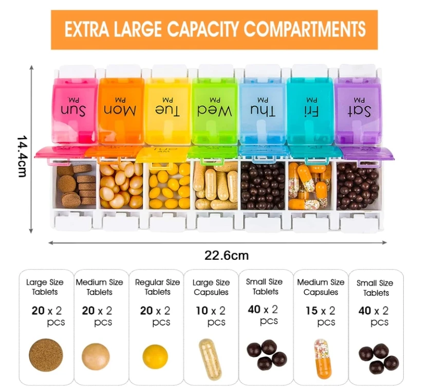 7 Times a Day x 7 Day, Medium Pill Organizer