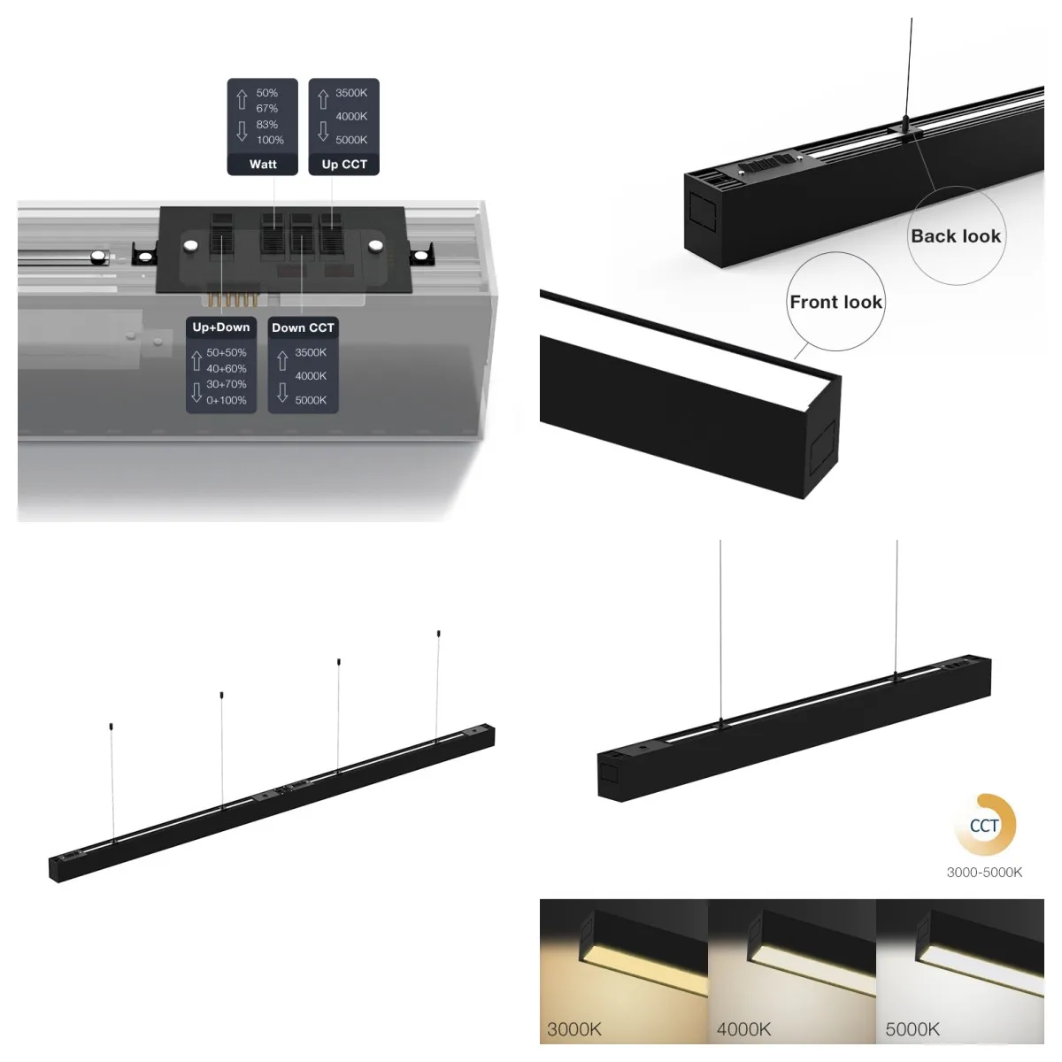 Lonyung Commercial Smart Indoor Led Linear Lamp 4ft 8ft RGB Ceiling Linear Light for Store Gym Restaurant