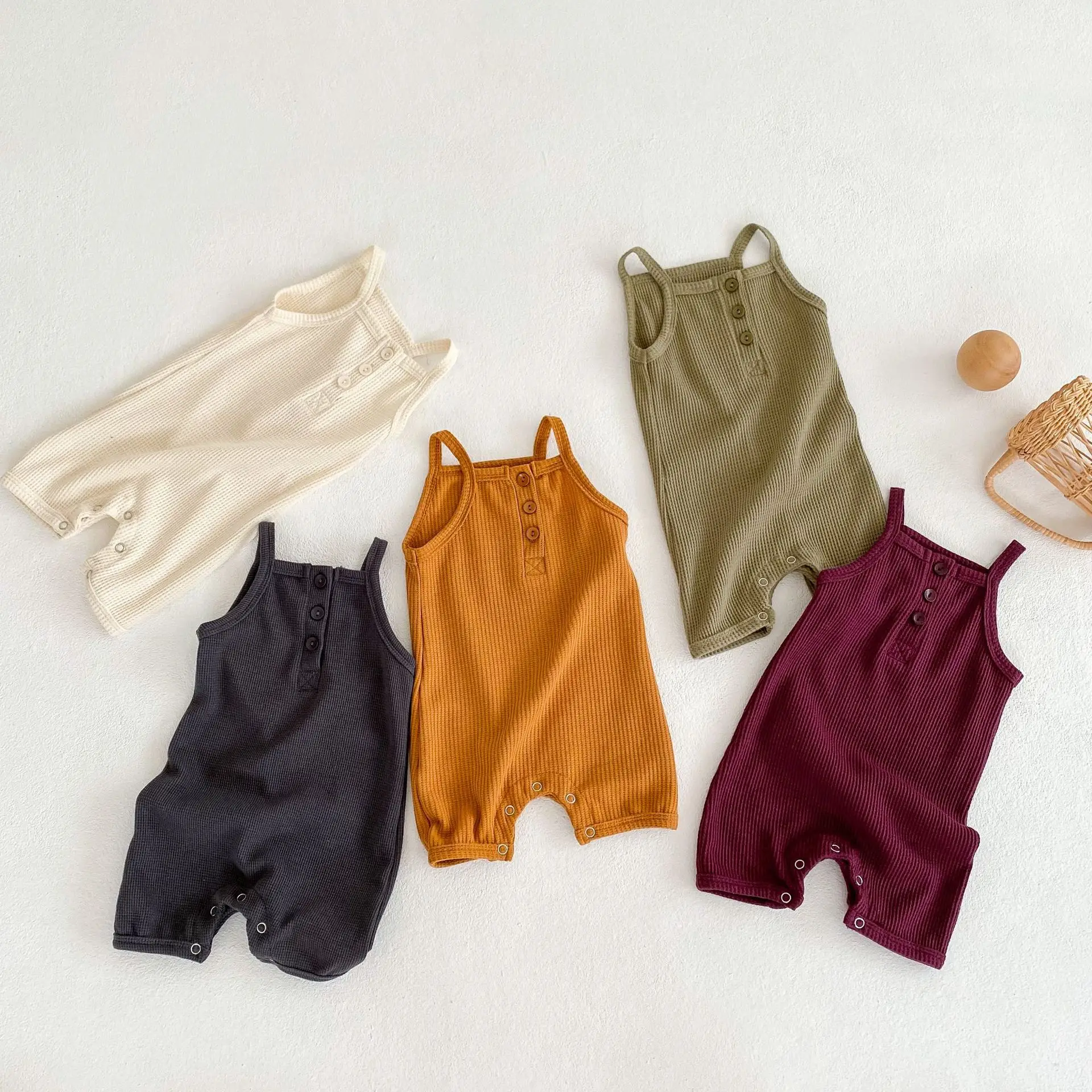 Wholesale Baby Bodysuits Solid Cotton Tank Top Onesies