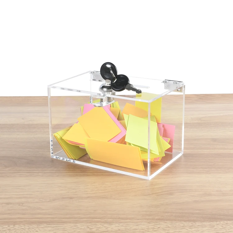 Clear Acrylic Donation Box Money Box  Ballot Box With With Lock