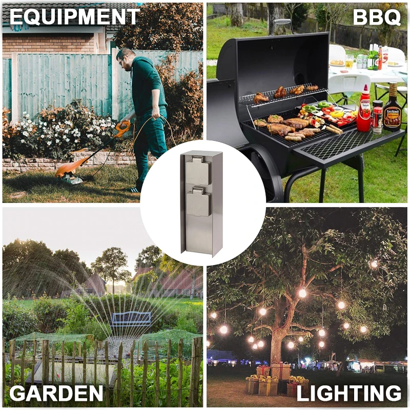 Stainless Steel Garden Socket - Outdoor IP44 Power Column