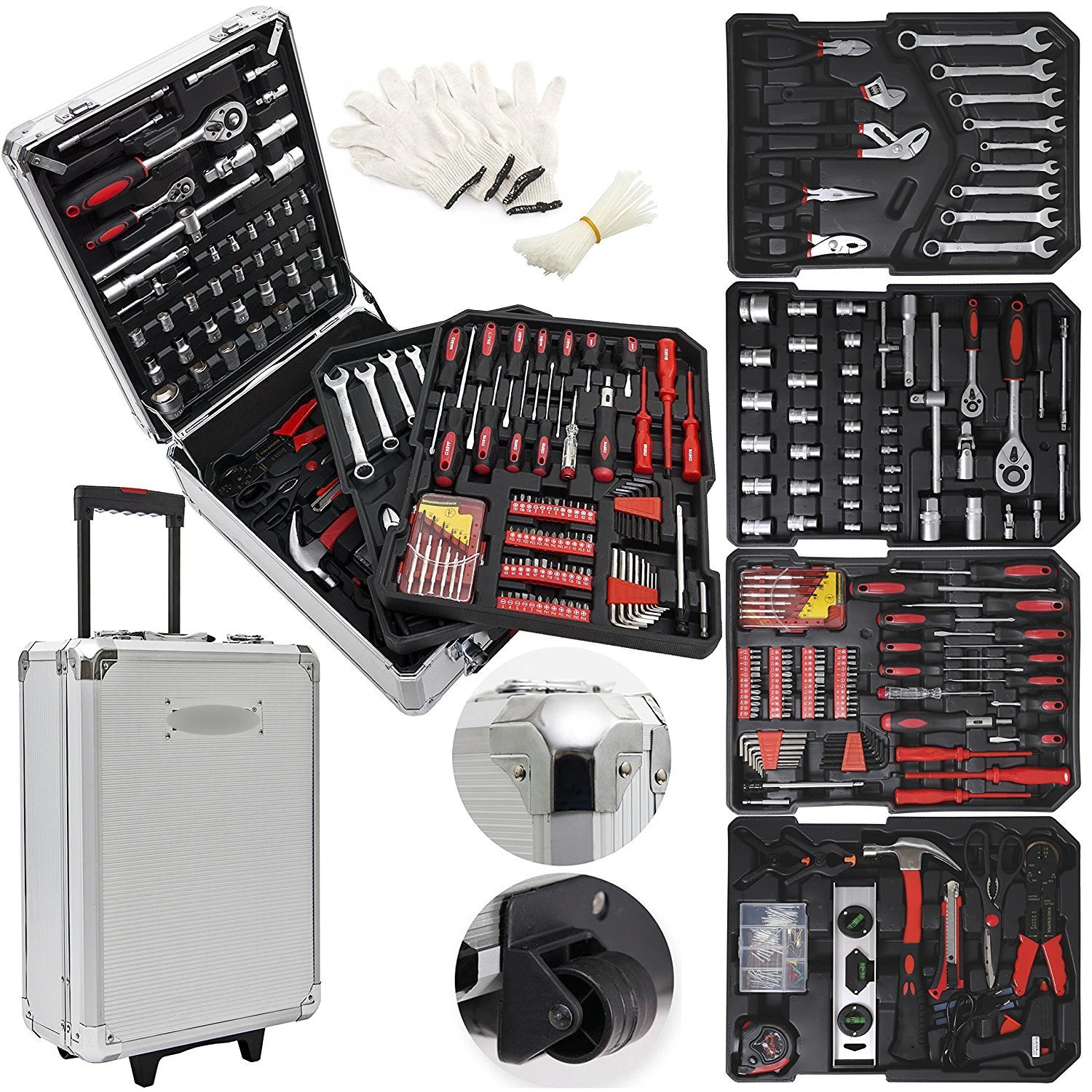 800-Piece Tool Kit With Aluminum Rolling Case – Complete Home & Mechanic Tool Set