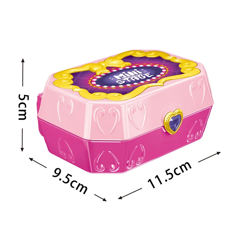 EPT Mini Lighting and Music Small Stage Portable Pocket Minitures Pretend Play Magic Box Toy Polly Pockets Dolls House for Girls