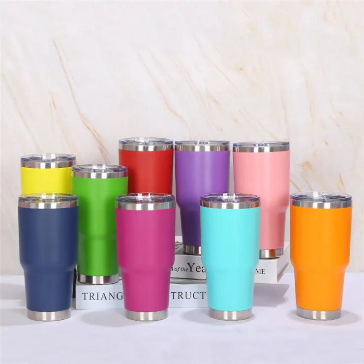 Wholesale Ozark Trail 30oz Tumbler Powder Coated Matel Cooler Tumbler 30 oz  Insulated Vacuum Travel Tumblers with Slide Lid