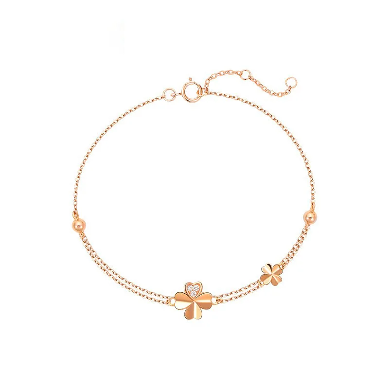 Vana 925 sterling silver jewelry zircon four-leaf clover bracelet ...