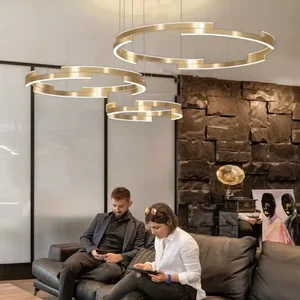 ECOJAS Lampara China De Techo Modernas De Techo Led Large Chandelier Luxury Lobby Ring Led Pendant Lamp Large Foyer Chandelier