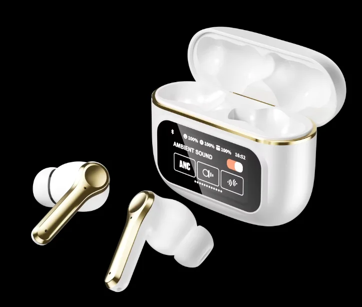 2024 New Design Touch Screen Yx30 V8 Tws Earphones Anc Big Battery True Wireless Earphones Gaming Running Headphones
