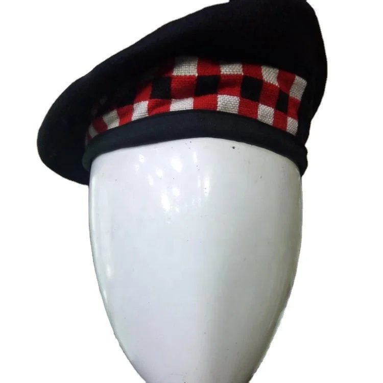 100% Pure Wool Glengarry Bonnet Hat Scottish Piper All Sizes & Colours Available