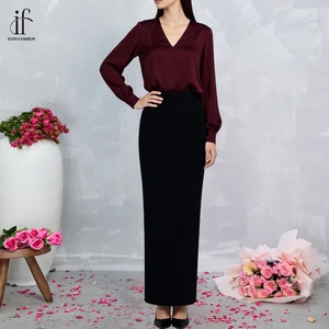 ADYABY Fashion Women's Professional Pencil Skirt High-Waisted Tailored Midi Office Business Elegant Slim-Fit Skirts