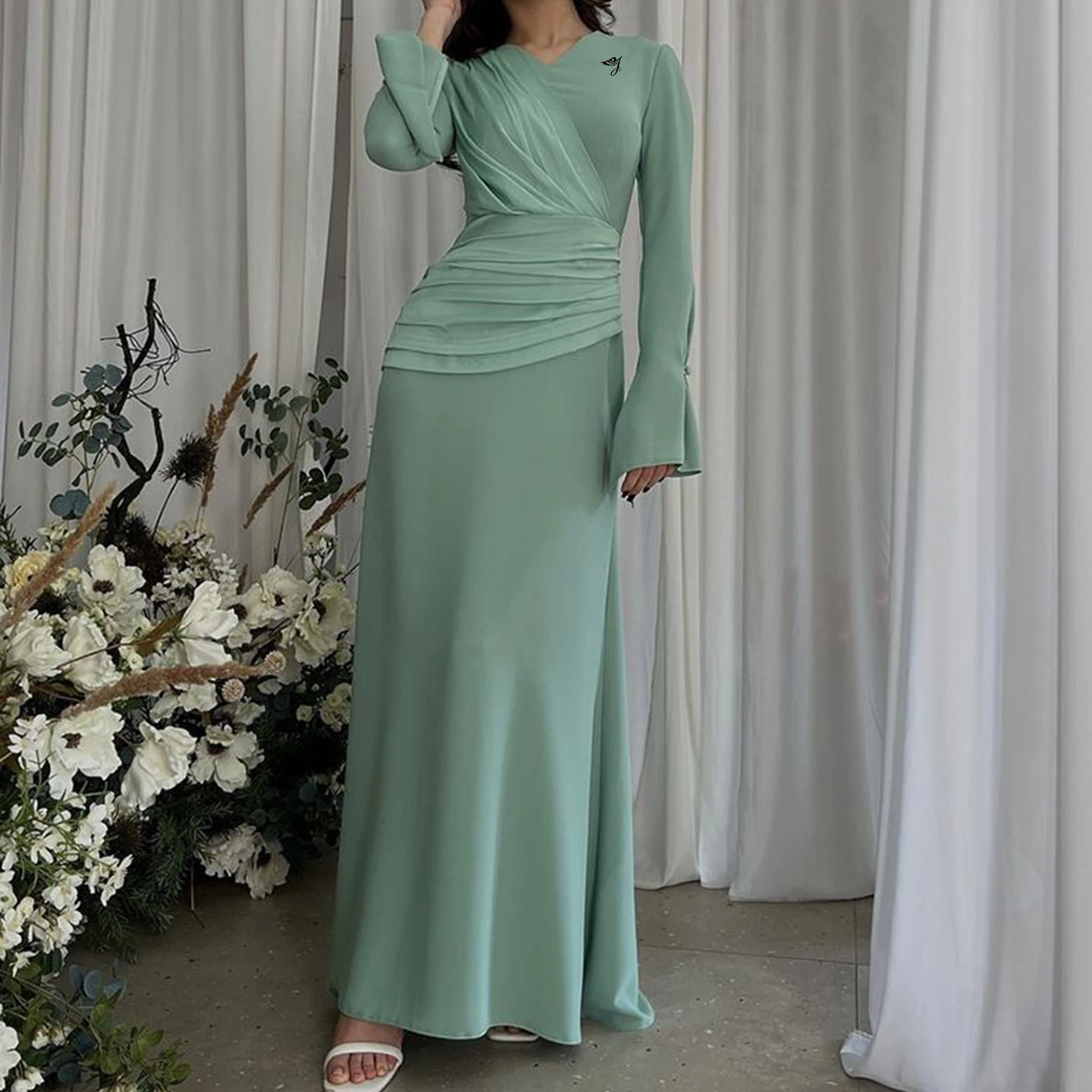 OEM Service High-Waist Modest Casual Kaftan Dress Adults Women's Empire  Maxi Dresses Flared Sleeves Pleated Cross Strap Islamic| Alibaba.com