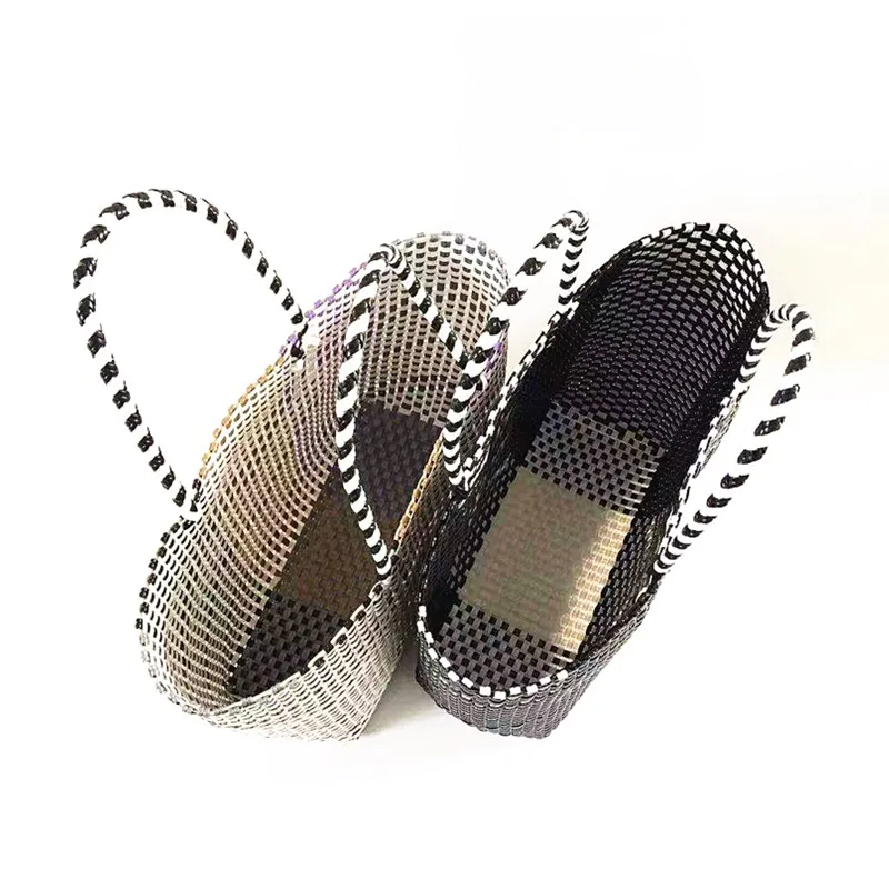 Handmade Custom Colorful PP Recycled Woven Waterproof Plastic Straw Handbags