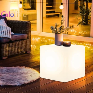 Modern Multifunctional LED Square Lamp Outdoor Waterproof Multicolor Luminous Swimming Pool Floor Lamp E27 Decorative Table Lamp