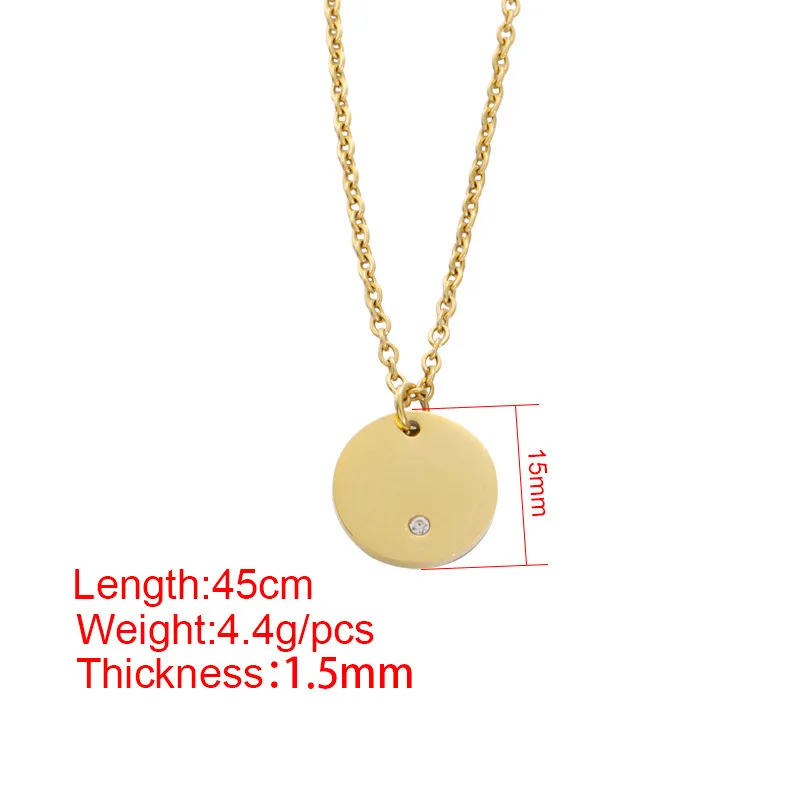 Round Charm Rhinestone Silver Necklace