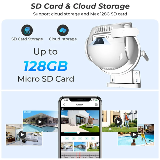 ICSEE 4K 8MP Dual Lens Ai Home Security Network Camera Outdoor Wifi PTZ Night Vision Auto Tracking Cloud SD Card Storage 1-Year