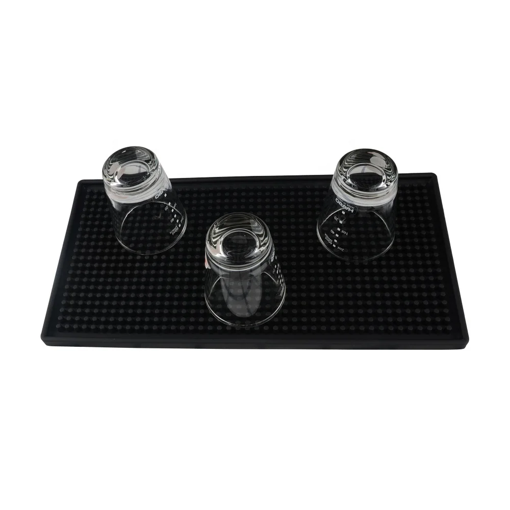 Non Slip Eco-Friendly Silicone Espresso Accessories Coffee Bar Mats Custom Logo Rubber Mats for Coffee Maker & Counter Black