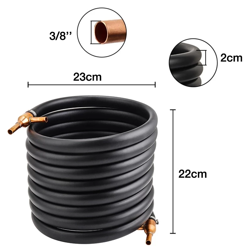 Counterflow Wort Chiller High Efficient Copper Tube Cooler Counter Current (3/8'' Barbs) Heat