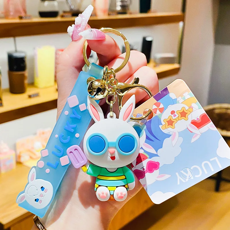 Custom Three-Dimensional Cartoon Character PVC Rubber Key Chain Environment-Friendly Luggage Drop Pendant Creative Design