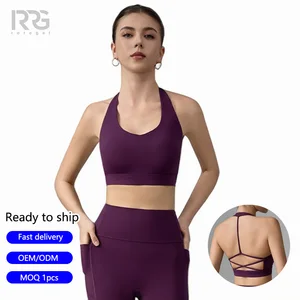 Roregal Women's Fitness Solid Color Soft U Nneck Yoga Bra Breathable Sports Bra Gym Running With Chest Pad