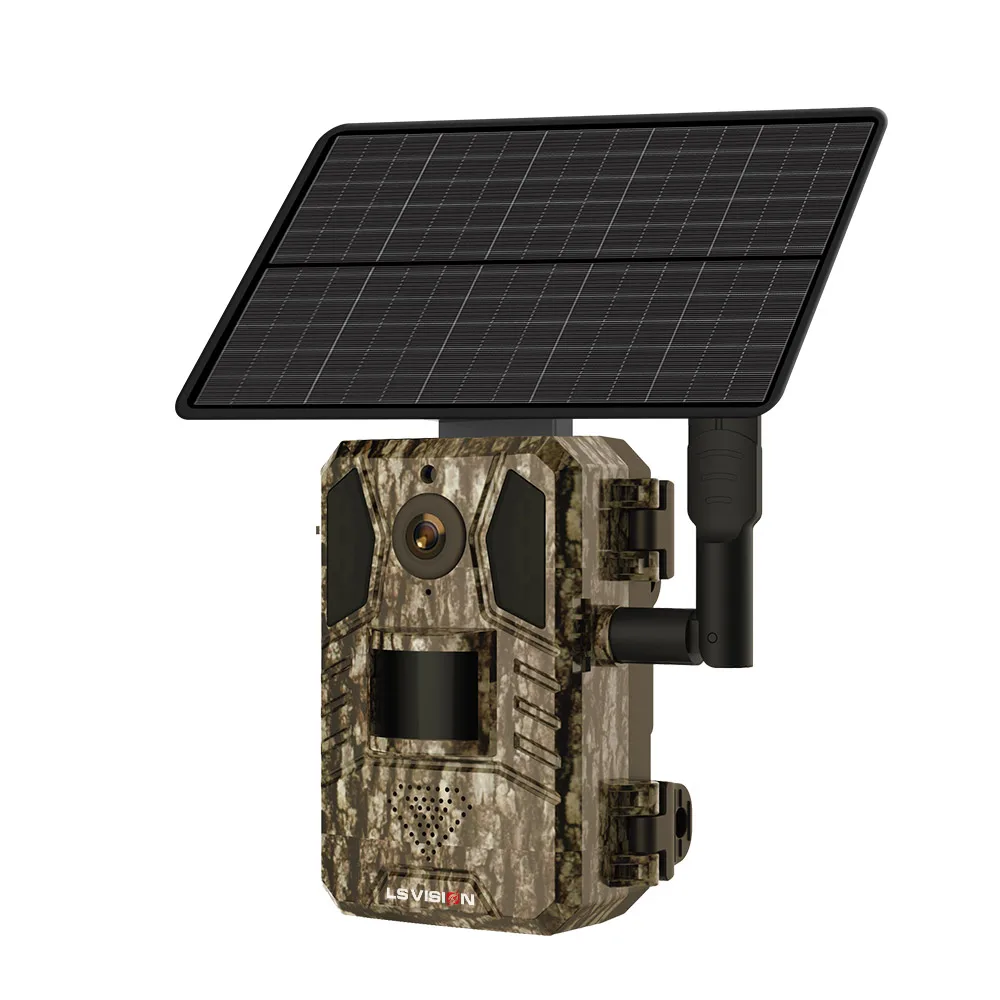 LS VISION 4MP 4G Solar Hunting Trail Camera PIR Sensing AI Motion Detection Alarm Sim Card LTE Cellular Outdoor Wildlife Camera