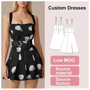Dresses Wholesale Custom Printed Denim Dress Women Elegant Flared Skirt Summer Casual Party Ladies Fashion Dress