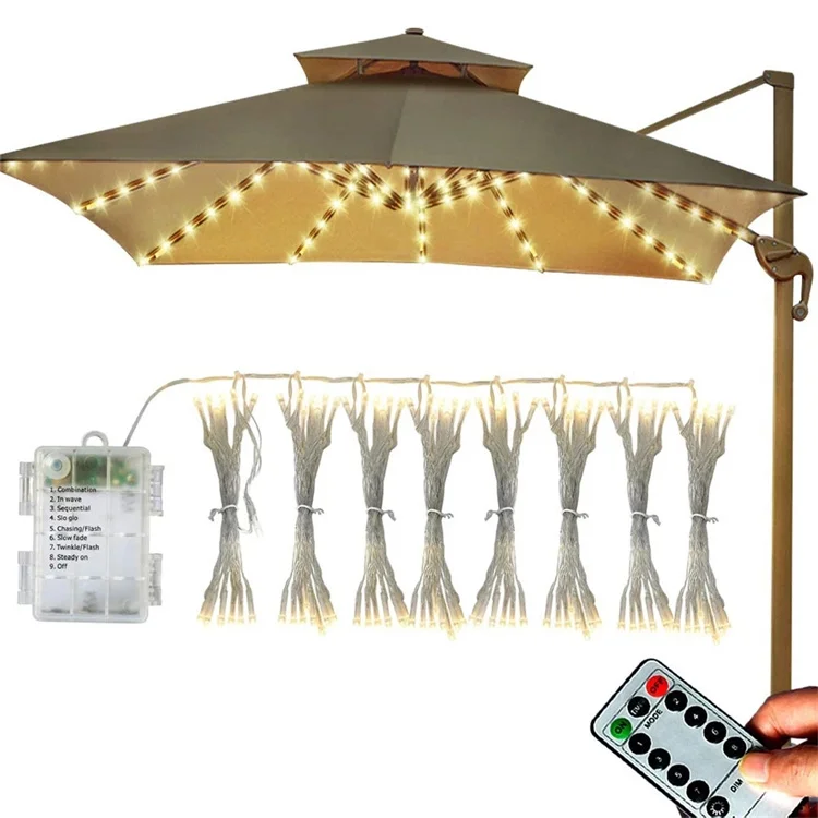 104 led copper wire patio umbrella lights Patio Umbrella Lights 104 LED String Light With Remote Control 8 Lighting  Mode Umbrella Battery Operated Waterproof Outdoor