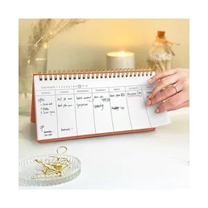 Desk Calendar Personalized Vegan Leather Spiral Notebook Free Sample Office Checklist Notepads Desktops Undated Weekly Planners