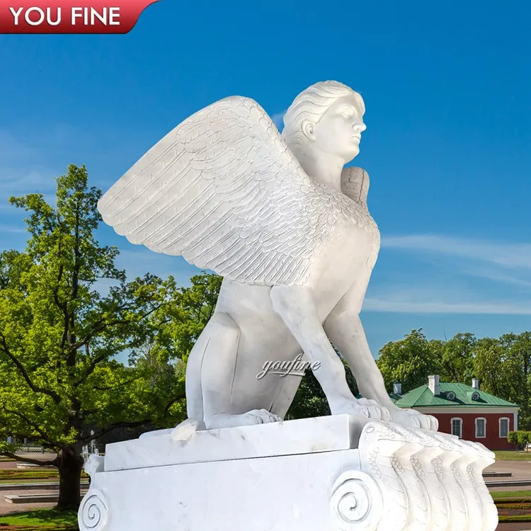 Marble Egyptian Sphinx Statue for Home Decoration Outdoor Ancient Greek White Natural Marble Customized Size