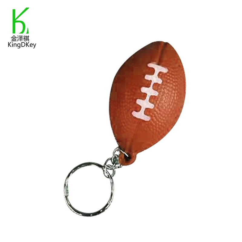 クリエイティブカラフルPUミニスポーツラグビーボールキーホルダー