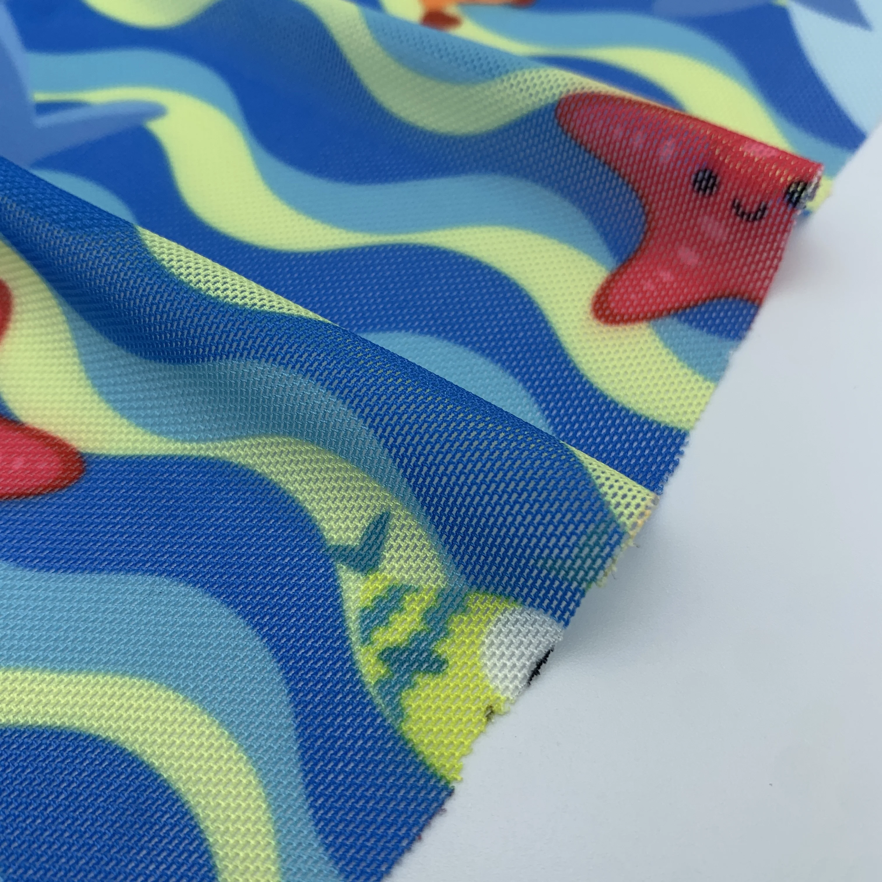 Цифровая печать мультяшный узор полиэстер сетка глаз спандекс эластичная Тюль сетчатая