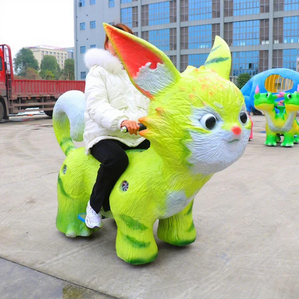 Coin Operated Animatronic Cat Rides Motorized Animals Rides for Kids