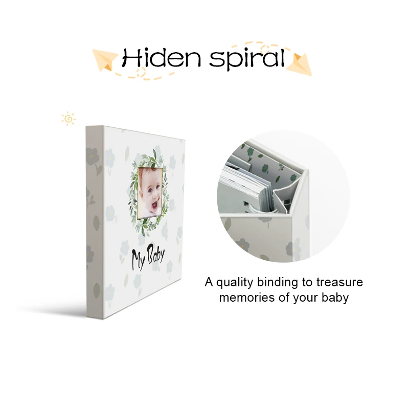 2025 Custom Cover Baby Footprint Milestone Album Journal Custom First Year Baby Memory Book with Box Stickers