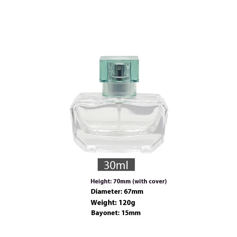 High-Grade 30ml Glass Perfume Bottle Crystal White Bayonet Square - Main Image