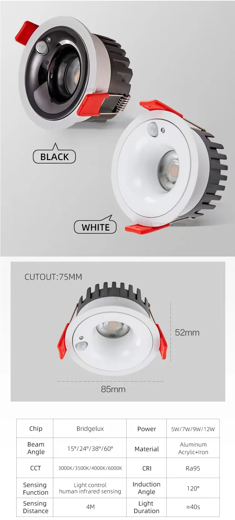 lc10221 high quality round recessed adjustable office corridor cob 5w 7w 9w 12w led spotlight-1
