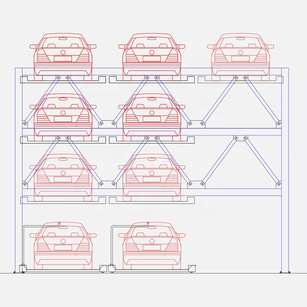 VANHON VHP450S 5000 kg 11000 Lbs Capacity 3 Level 4 Post 3 Car Stacker ...