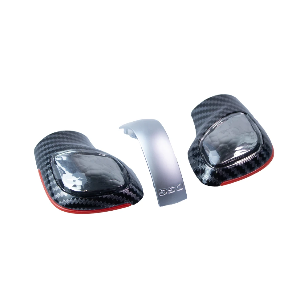 Factory Carbon Fiber Pattern Gear Shift Knob Crystal Cap for Volkswagen Golf 6 7 R GTI Passat Jetta Dsg Leather Gear Side Cover