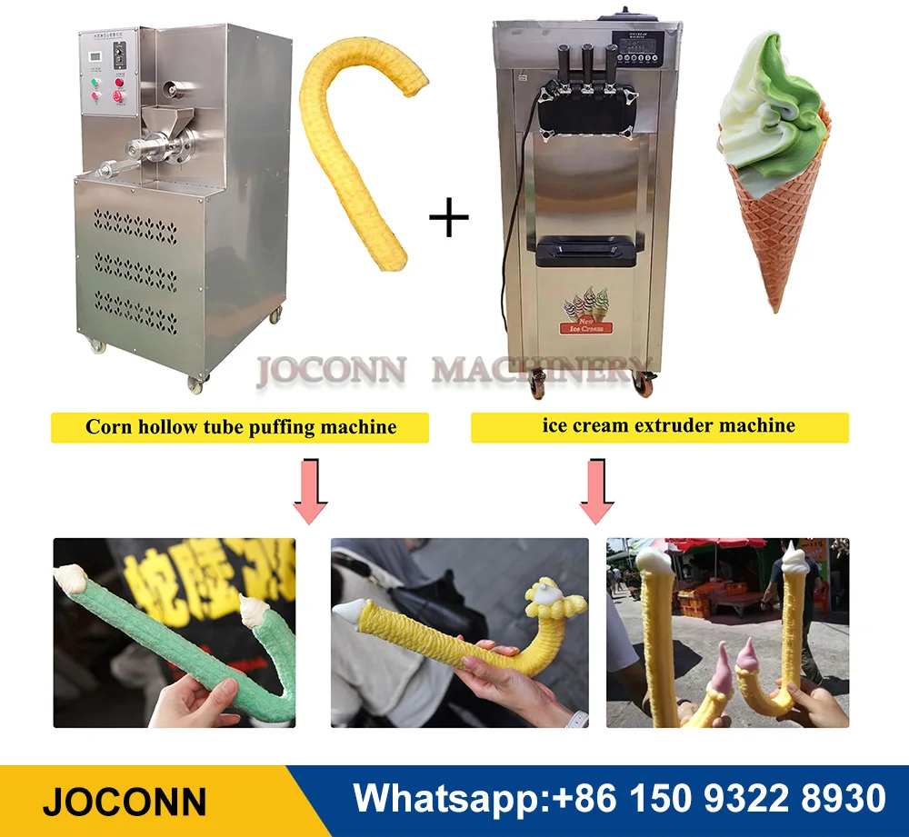 J Shape Puff Corn Snack Making Machine Helado Suave Ice Cream Making Machine Ice Cream Cone Making Machine